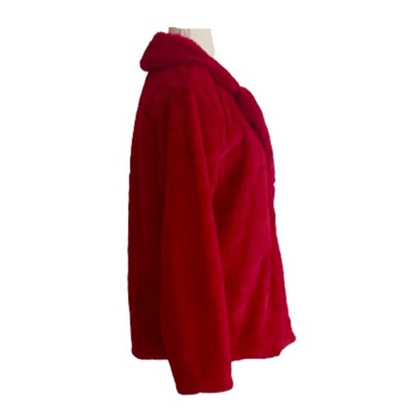 Melissa Paige Coat Faux Fur Red Soft Warm Holiday Teddy Jacket Size Small - Picture 4 of 12